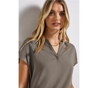 Blouse split neck en couleur unie