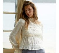 Blouse texturée à manches longues froncée style bohème chic pour l'hiver, les vacances, l'église L,M,S,XL,XS,XXL,XXS,XXXL,XXXXLUnicoloreTissu tissé