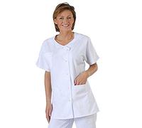 Blouse Tunique Médicale Femme Décontracté Grande Taille Chemisier Médicale Blouse De L-aboratoire Manches Courtes Col Rond Blouses Cuisine Blanche avec Poche