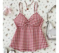 Blouse vintage à volants style A-line noir et blanc TEENGIRL, Top décontracté style universitaire mignon, Top à carreaux, Top babydoll, hauts pour femmes, hauts d'été 14Y,13Y,16Y,15YCarreauPolyester