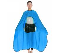 Blouses de coiffure, Barber Cape Multicolore Visible Fenêtre Salon Coiffure Tablier(Blue)
