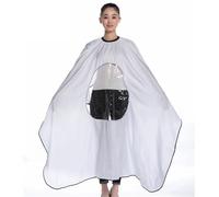 Blouses de coiffure, Barber Cape Multicolore Visible Fenêtre Salon Coiffure Tablier(White)