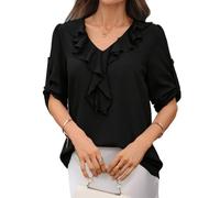 Blouses décontractées et élégantes, manches 3 / 4, col en V, volants, chemises d ' affaires ou de travail modernes pour étagère murale à fruits, jardinière en bois de pin, petit présentoir pour salon,