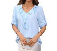 Blouses décontractées et élégantes, manches 3 / 4, col en V, volants, chemises d ' affaires ou de travail modernes pour étagère murale à fruits, jardinière en bois de pin, petit présentoir pour salon,