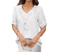 Blouses décontractées et élégantes, manches 3 / 4, col en V, volants, chemises d ' affaires ou de travail modernes pour étagère murale à fruits, jardinière en bois de pin, petit présentoir pour salon,