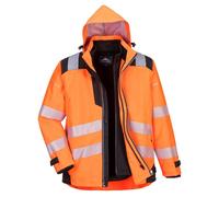 Blouson 3 en 1 haute visibilité imperméable PW3 Portwest Orange / Noir M