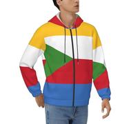 Blouson À Capuche Zippé Imprimé Comores Drapeau pour Homme Doux Et Respirant Contre Le Vent Conception Patriotique Idéal pour Le Travail Ou Un Usage Quotidien Décontracté