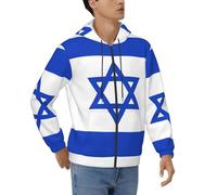 Blouson À Capuche Zippé Imprimé Israël Drapeau pour Homme Doux Et Respirant Contre Le Vent Conception Patriotique Idéal pour Le Travail Ou Un Usage Quotidien Décontracté