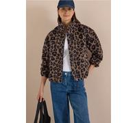 Blouson à col montant et imprimé léopard