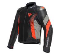 Dainese Super Rider 2 Absolute, veste en cuir-textile imperméabl 46 Noir/Gris/Rouge Néon Noir/Gris/Rouge Néon