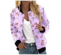 Blouson aviateur décontracté léger à manches longues coupe-vent pour femme avec poches, 1C-Violet, M