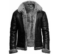 Blouson aviateur en cuir de mouton B3 pour homme WW2 Noir, gris, XXL