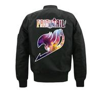 Blouson Aviateur Homme Fai-ry Ta-il, Veste de Baseball avec Col Montant, Manteau à Manches Longues pour Unisexe, Poches(Black,M)