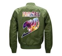 Blouson Aviateur Homme Fai-ry Ta-il, Veste de Baseball avec Col Montant, Manteau à Manches Longues pour Unisexe, Poches(Green,XXL)