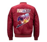 Blouson Aviateur Homme Fai-ry Ta-il, Veste de Baseball avec Col Montant, Manteau à Manches Longues pour Unisexe, L'aviateur(Red,3XL)