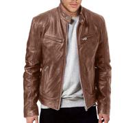 Blouson Aviateur Homme Veste Cuir Pilote - Blouson Classique Hiver Chaud Coupe-Vent Doublure Confortable Col Montant Zippé ÉLéGant Minimaliste Couleur Unie ExtéRieur Quotidien