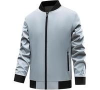 Blouson aviateur léger pour homme - Coupe-vent - Résistant à l'eau - Automne - Veste de vol universitaire, Gris 1, XXL