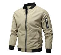 Blouson aviateur léger pour homme - Coupe-vent - Résistant à l'eau - Automne - Veste de vol universitaire, Kaki, XXL
