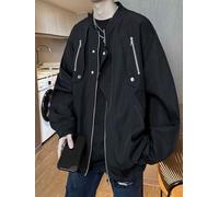 Blouson aviateur utilitaire décontracté pour homme, coupe surdimensionnée avec poches zippées