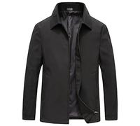 Blouson Bombardier d'affaires LéGer à Revers pour Hommes Coupe-Vent Zippé Printemps-Automne VêTements De Sport DéContractéS Et Amples (Le Noir,XL)