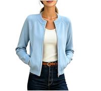 Blouson bomber court à manches longues classique coupe-vent veste de vol décontractée zippée vêtements d'extérieur pour femme automne baseball manteau haut tendance streetwear veste avec poches