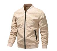 Blouson bomber cuir Vestes demi-saison Automne Ete Blousons d'aviateur motard Manteaus en softshell coton col montant poches baseball tendance style décontracté manches longues