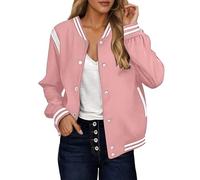 Blouson bomber de sport pour femme universitaire décontracté à manches longues boutonnées léger pour l'automne court vêtements d'extérieur doublés en polaire uniforme de baseball streetwear vestes