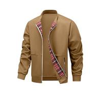 Blouson bomber d'été léger pour homme - Col de baseball - Coupe ample - Coupe-vent - Veste d'extérieur décontractée - Manteau cargo à manches longues, marron, XL