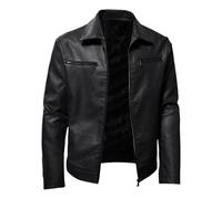 Blouson bomber en cuir pour homme - Manteau en cuir des années 50 - Veste militaire - Veste de transition - Coupe-vent - Veste de motard - Veste de pilote, Noir 01, XXL