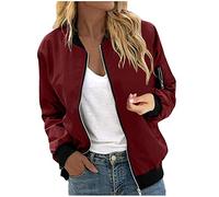 Blouson Bomber Femme Chic Et Elegant Décontracté Sport Manteau Mince Biker Moto Zipper Court Couleur Unie/Fleur Imprimer Veste Chic Veste Court Automne Hiver Outwear Manteau De Moto Jacket