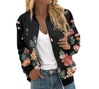Blouson Bomber Femme Mode Veste Femme Chic Vintage Bombers Fermeture Éclair Hauts Col Montant Veste De Sport Mode Automne Hiver Manteau Matelassé Mince Biker Moto Léger Vêtements De Sport