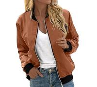Blouson Bomber Femme veste de transition lâche Avec Poches Et Doublure ZippéE mi Saison Casual Sport Manteau fermeture clair intégrale col montant survêtement printemps