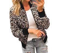 Blouson bomber pour femme, imprimé léopard, manches longues, style baseball, confortable, vêtement d'extérieur quotidien pour femme, #02 - Marron, M