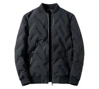 Blouson bomber pour homme avec fermeture éclair et poches - Veste matelassée courte et épaisse pour l'hiver, Noir , 4XL