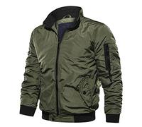 Blouson bomber pour homme, manteau léger et décontracté, poignets côtelés, fermeture éclair, vêtement d'extérieur lourd rembourré de type MA1, veste de motard militaire de type MA1, Vert, XL