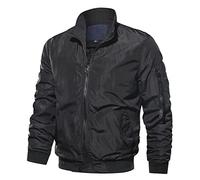 Blouson bomber pour homme, manteau léger et décontracté, poignets côtelés, fermeture éclair, vêtement d'extérieur lourd rembourré de type MA1, veste de motard militaire de type MA1, Noir , 5XL