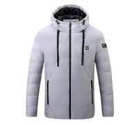 Blouson Chauffant,Gilet Chauffant avec Batterie,Men’s | Veste chauffante à Capuche Unie pour Homme | et Performance pour Travail et Loisirs (Grey, XXL)
