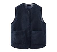 Blouson Chauffant Homme Avec Batterie Modèle à carreaux d'automne et d'hiver portant un gilet en duvet de grain des deux côtés pour les femmes avec ronde et gilet en poils Bijoux Argent Ado (Navy, L)