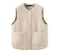 Blouson Chauffant Homme Avec Batterie Modèle à carreaux d'automne et d'hiver portant un gilet en duvet de grain des deux côtés pour les femmes avec ronde et gilet en poils Bijoux Argent Ado (White, M)