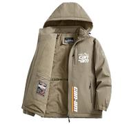Blouson Chauffant Homme C.a.n-a.m, Jacket Épaisse avec Zippé pour Hiver, Cardigan à Capuche Doublure, pour Outdoor, coat(Khaki,4XL)