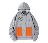 Blouson Chauffant,Pull pour Homme et Femme vêtement Chauffant d'hiver avec Capuche Hoodie Unisexe réchauffant doté de 5 éléments Chauffants Gilet et Sweat-Shirt extérieur (Grey, XXXL)