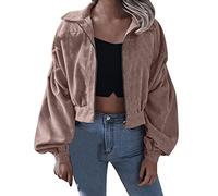 Blouson court pour femme Automne Hiver Outwear Manteau Coupe-Vent De Couleur Unie Grande Taille Casual Sport fermeture clair intégrale et col montant Vestes ExtéRieur