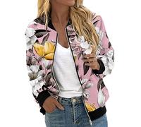 Blouson court pour femme veste de transition lâche légante imprimée patchwork Parka en Coton Casual Sport Manteau côtelé léger matelassé manches longues Jacket Avec Poches