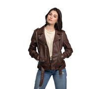 Blouson cuir femme Rose Garden Paula Marron S