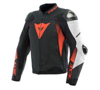 Blouson Cuir Homme Dainese SUPER SPEED 4 Perforé BLACK-MATT/WHITE/FLUO-RED
