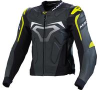 Blouson cuir MACNA VOLTAGE noir-jaune fluo 50