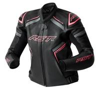 Blouson cuir moto femme RST S1 D3O - noir & rose & rose L