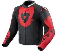 REV'IT! Veste en cuir perforé Argon 3 Noir/Rouge Néon Taille 54