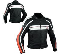 Blouson Cuir Thermique Moto Motard Sport Touring Protections Homologuées Orange