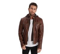 Blouson cuir vintage Iron & Resin Bishop Hood Lamb Paolo Marron M